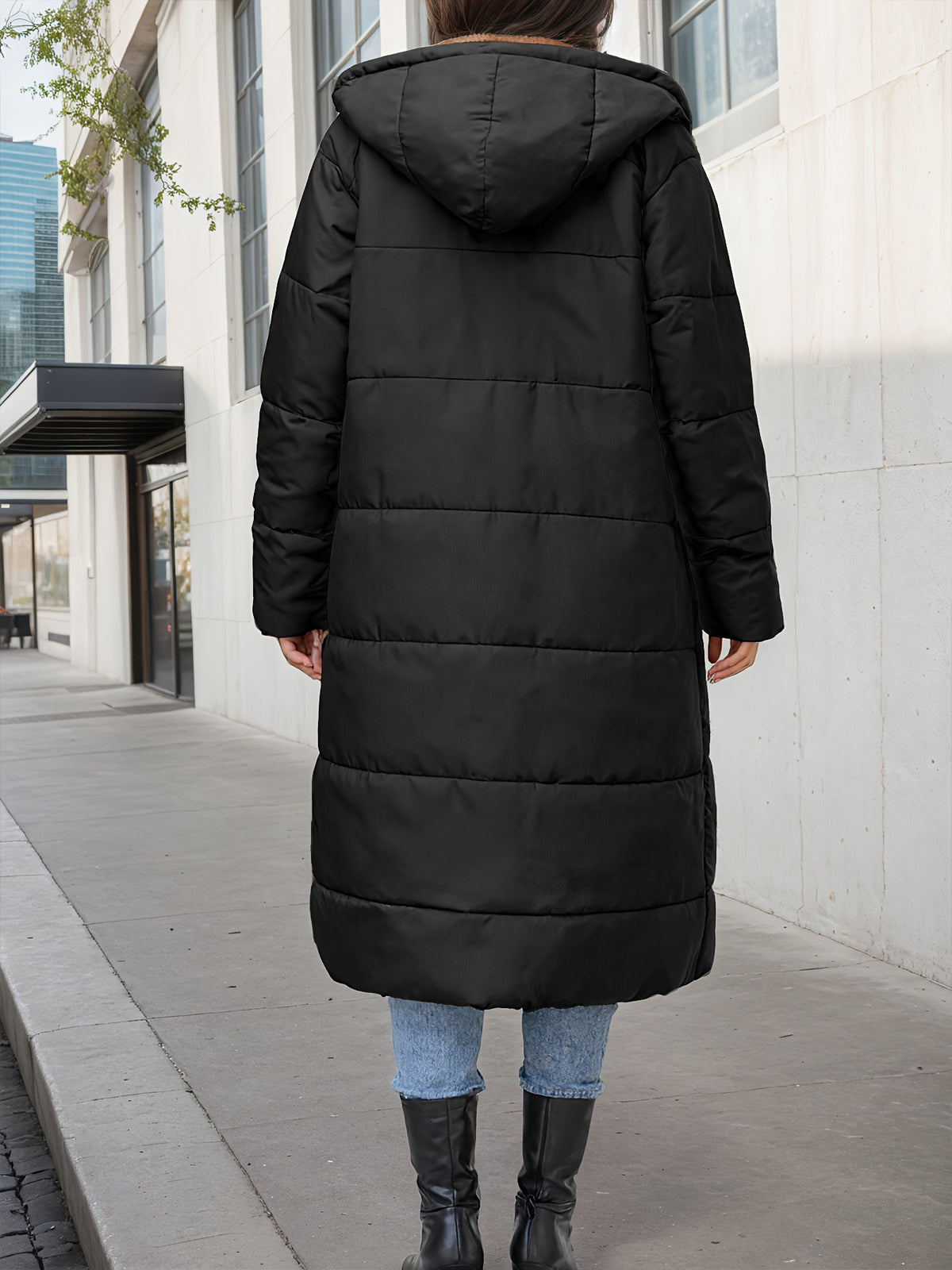 Colette™ – Plush Quilted Long Hooded Coat
