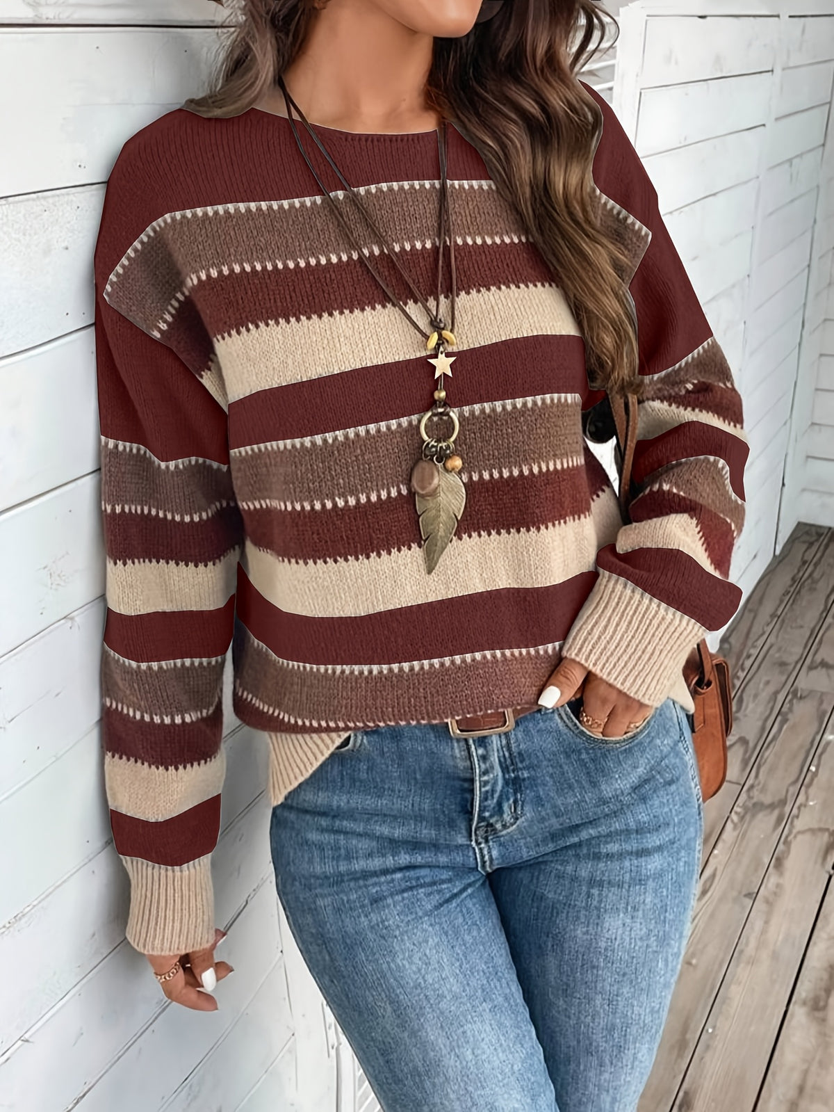 Margot | Vintage Striped Round Neck Sweater