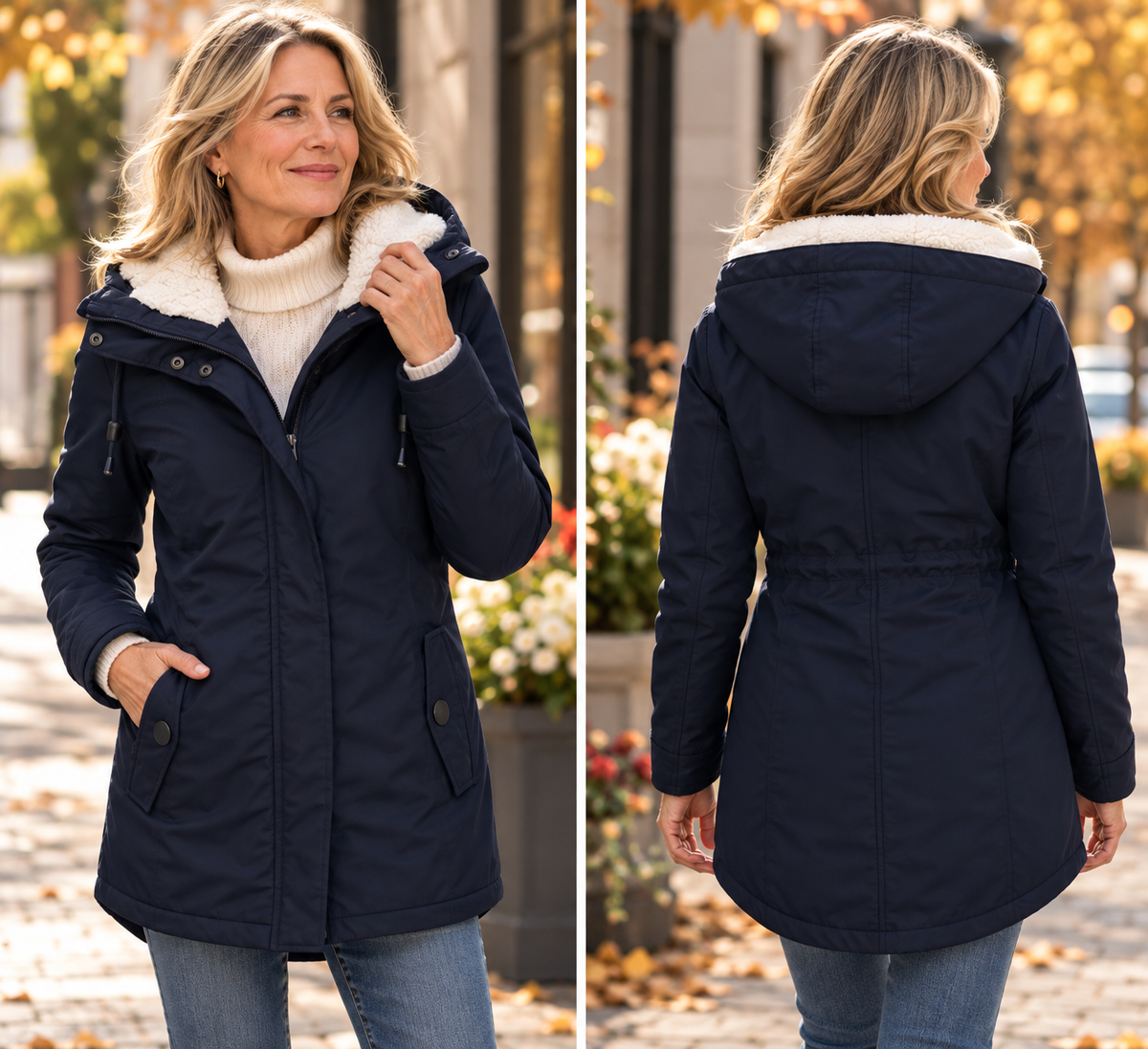 Harper | Women's Sherpa-Lined Hooded Quilted Jacket Fleece Winter Coat
