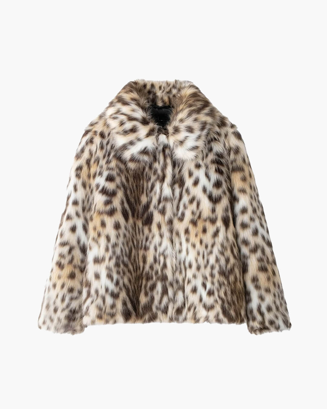 Women's Plush Brown Faux Fur Cropped Jacket