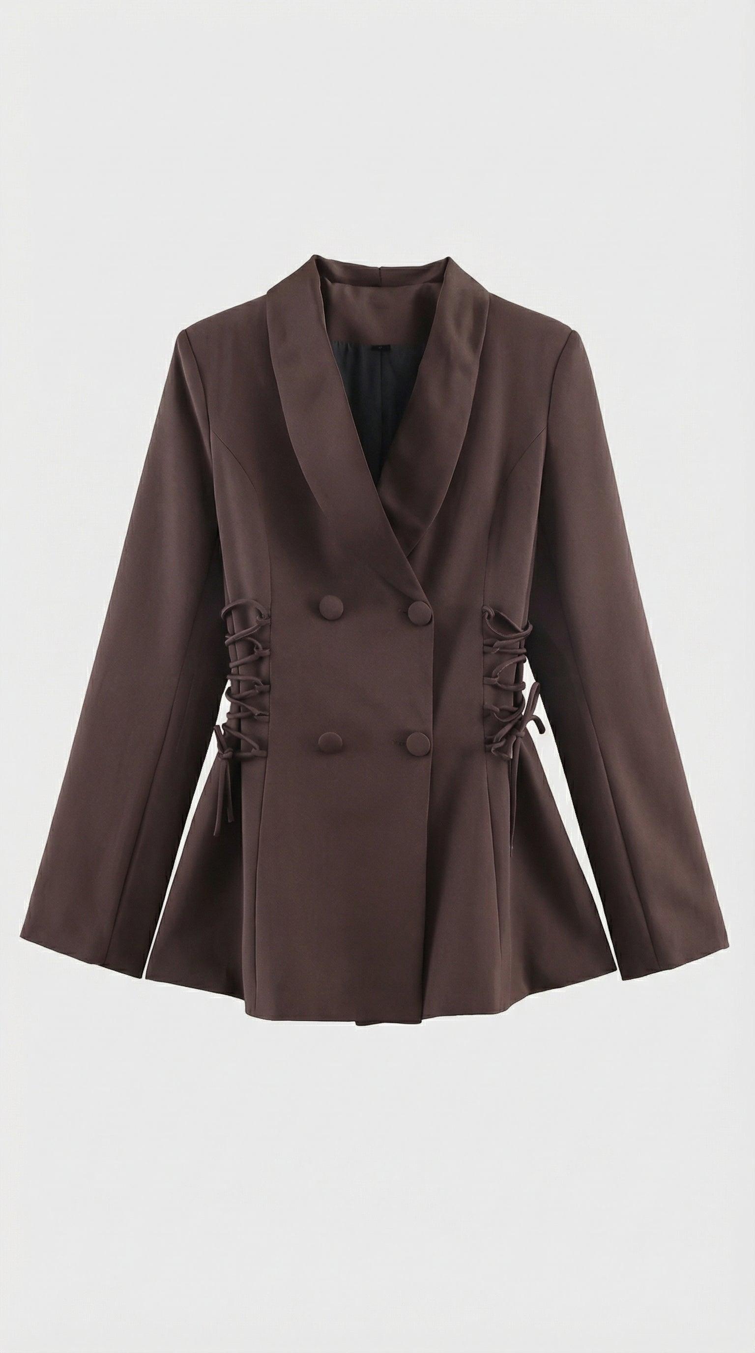 Women's Side Lace Up Tailored Brown Blazer